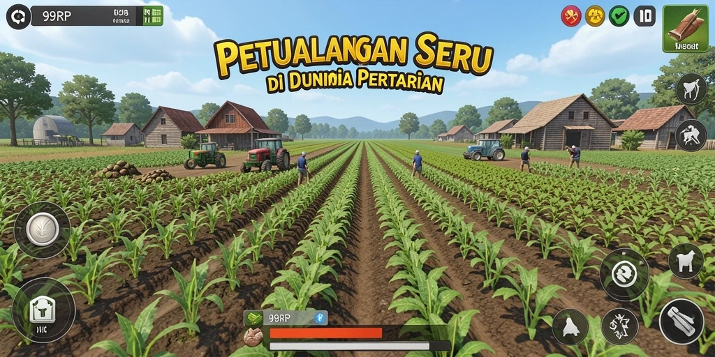 Screenshot menunjukkan aktivitas bertani di 99RP dengan grafik menawan.