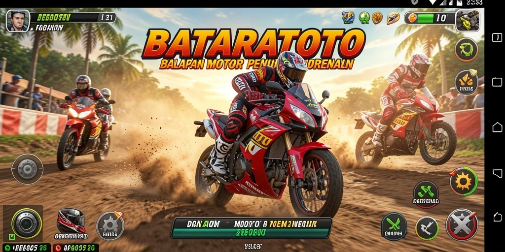 Tampilan gameplay seru dari balapan motor di BATARATOTO.