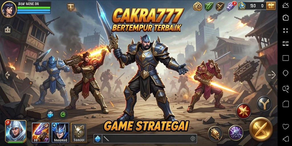 Screenshot gameplay CAKRA777 menampilkan aksi pertempuran yang intens dan strategi yang mendalam.