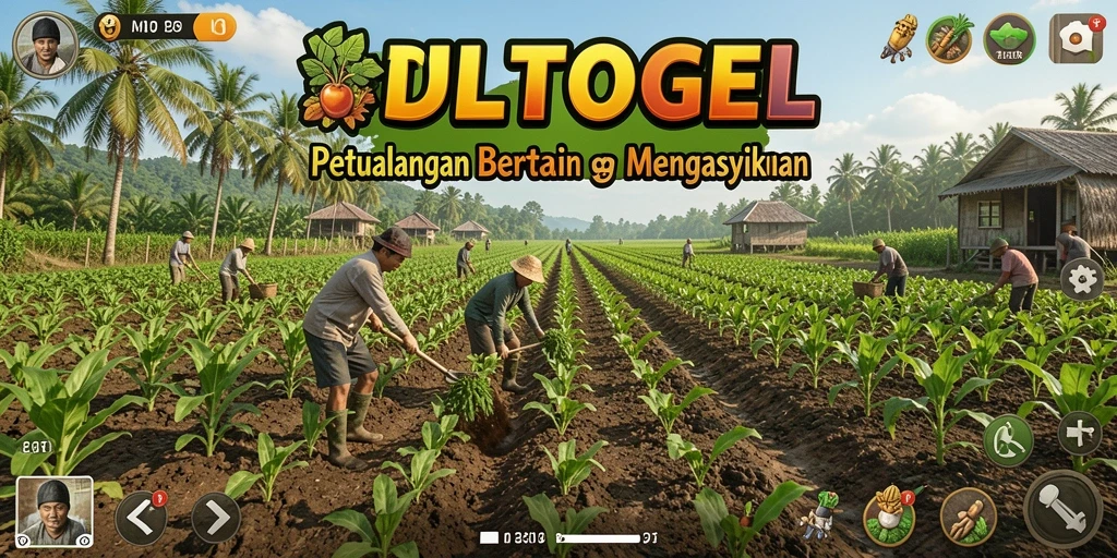 Screenshot gameplay DULTOGEL yang menampilkan ladang yang subur.