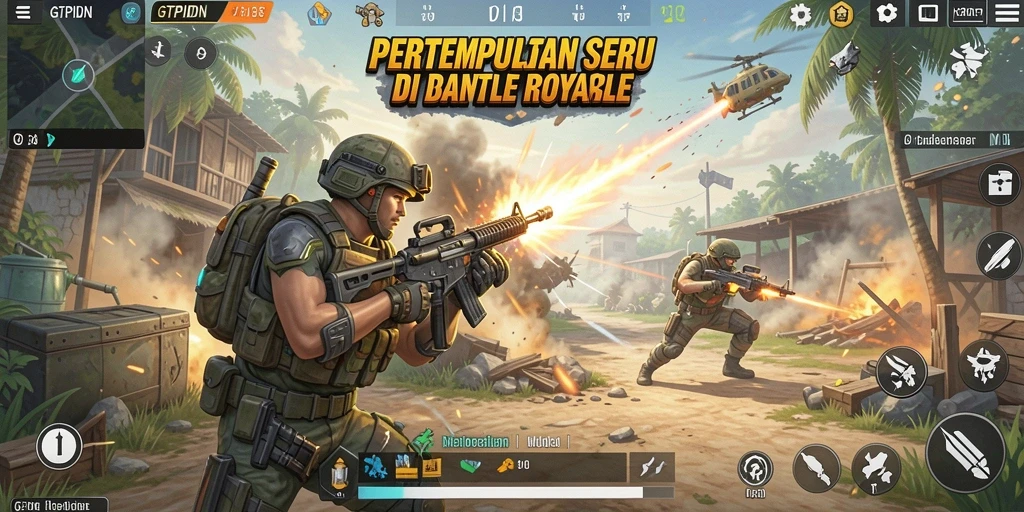Tangkapan layar menunjukkan gameplay menarik GTPIDN dalam pertempuran Battle Royale.