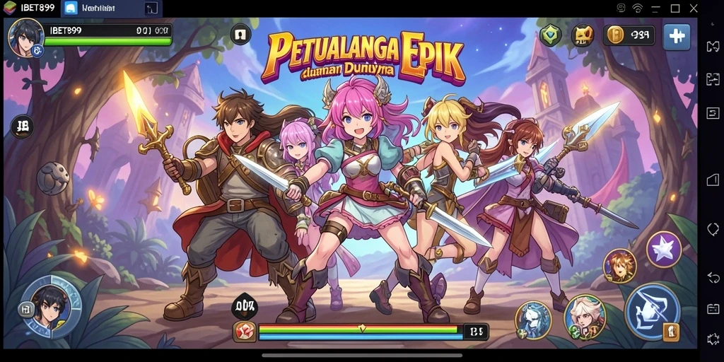 Tampilan atraktif gameplay <strong>IBET899</strong> dengan karakter anime penuh warna.