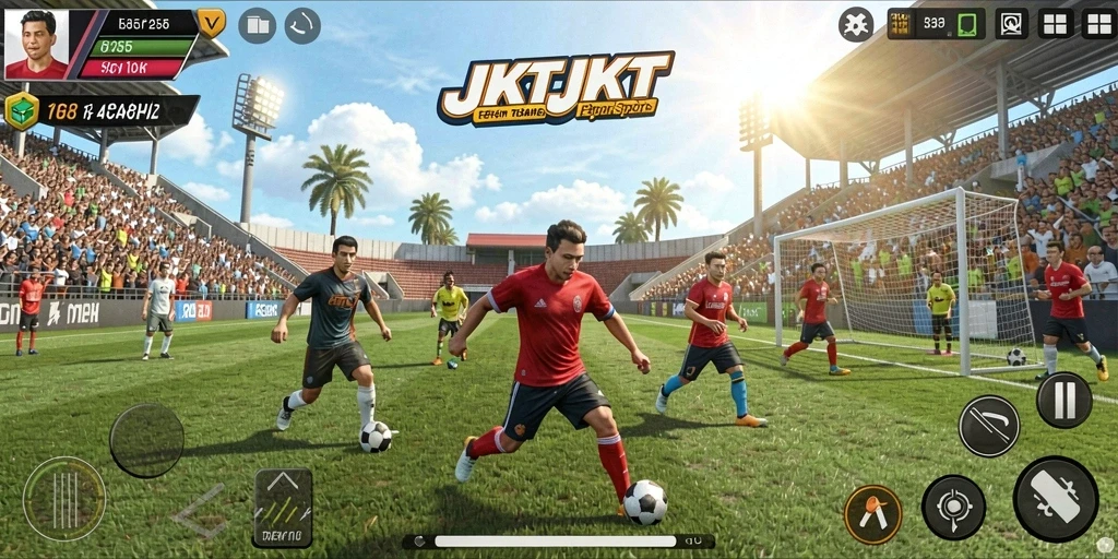 Tampilan gameplay seru dalam JKTJKT, nikmati kompetisi olahraga.