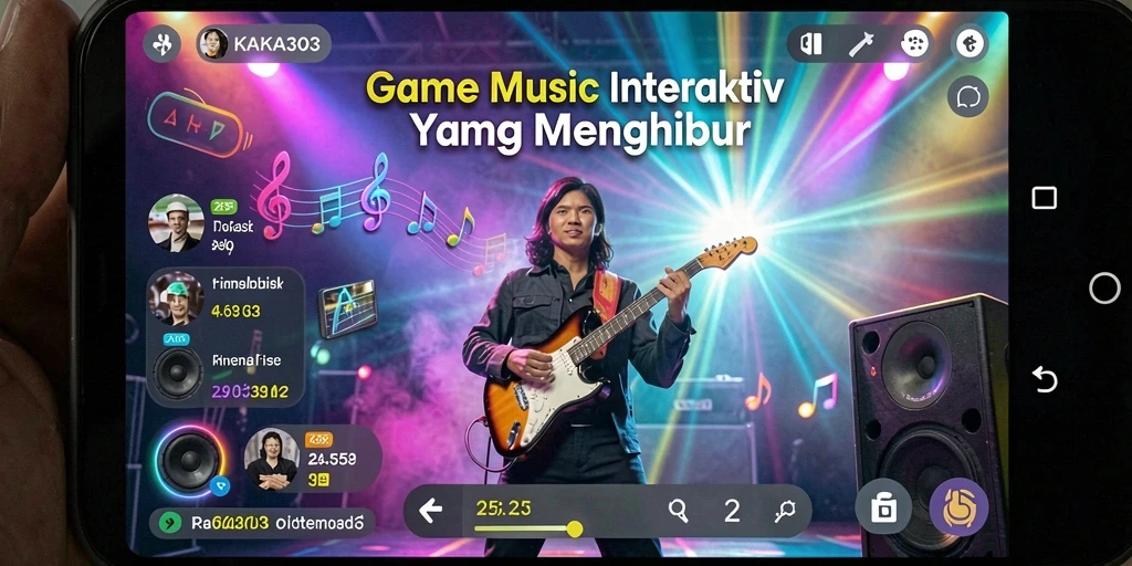 Screenshot utama KAKA303 menampilkan gameplay musik yang seru dan interaktif.