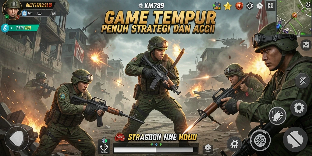 Screenshot utama KM789 menampilkan aksi tempur seru dan grafis yang memukau.