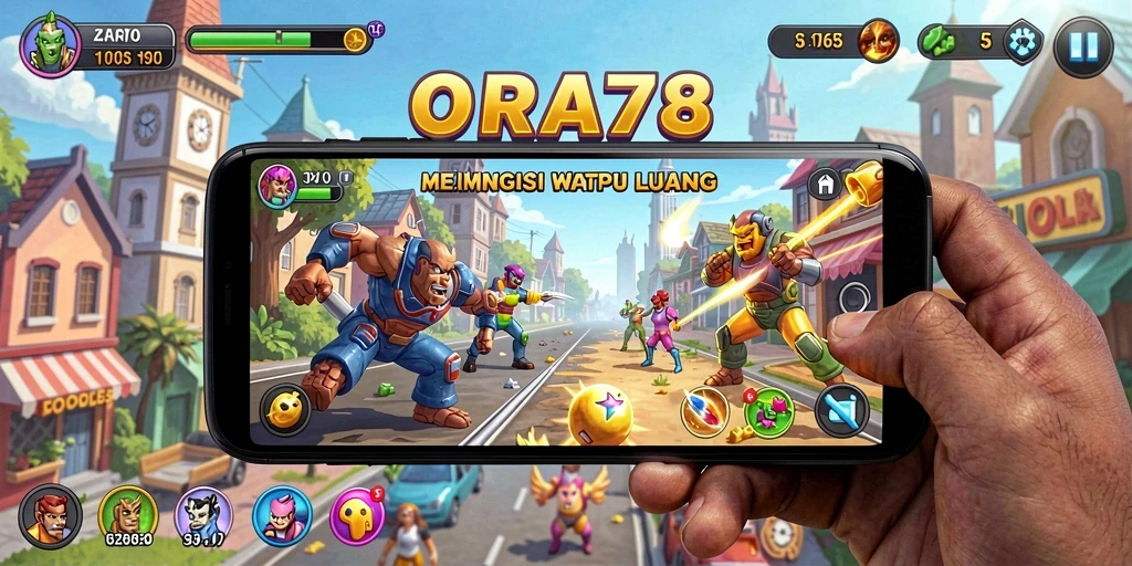 Tangkapan layar ORA78 menunjukkan aksi seru dalam gameplay arcade.