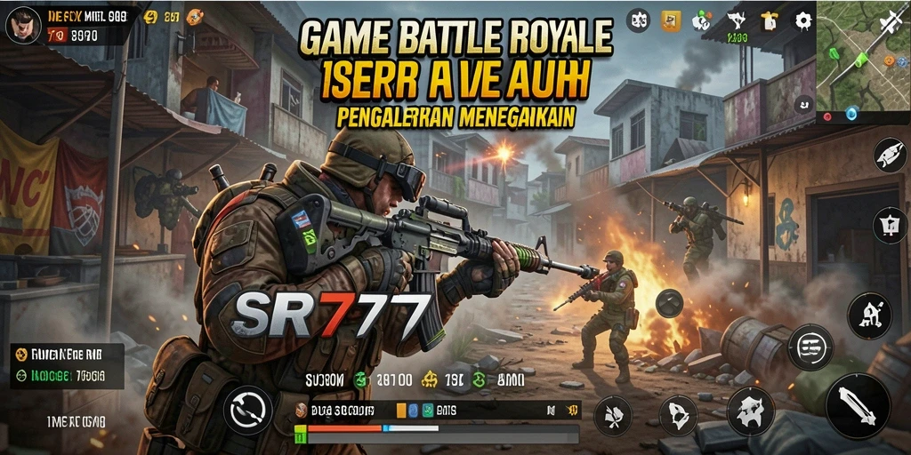 Menampilkan aksi seru dalam pertempuran Battle Royale di SR777.
