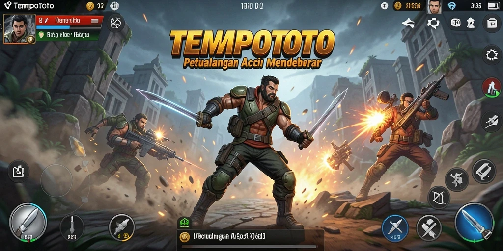 Tampilan gameplay mendebarkan dalam TEMPOTOTO dengan aksi seru.