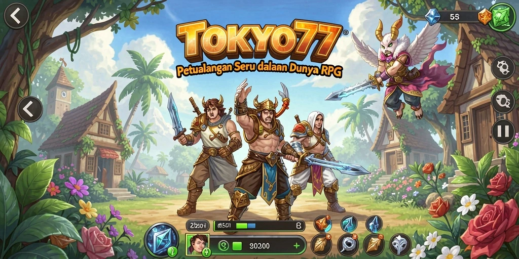 Tampilan gameplay TOKYO77 yang mendebarkan dalam pertempuran RPG.
